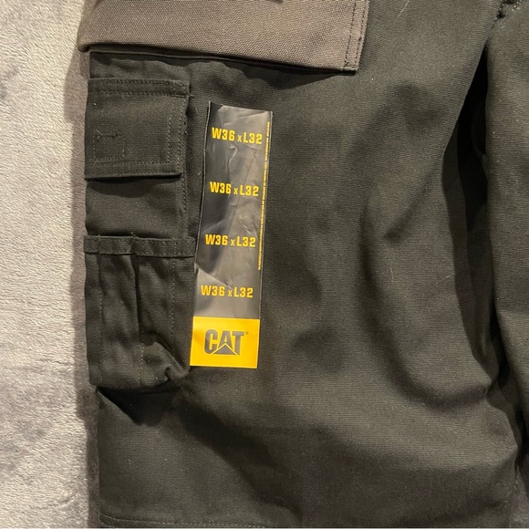 CAT Black Cargo Pants Men’s 36X32 Work Utility Durable Pockets - Picture 5 of 16